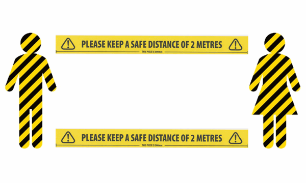 UK STOCK Social Distancing Floor Tape Yellow Hazard Safe Distance 2 Metres 